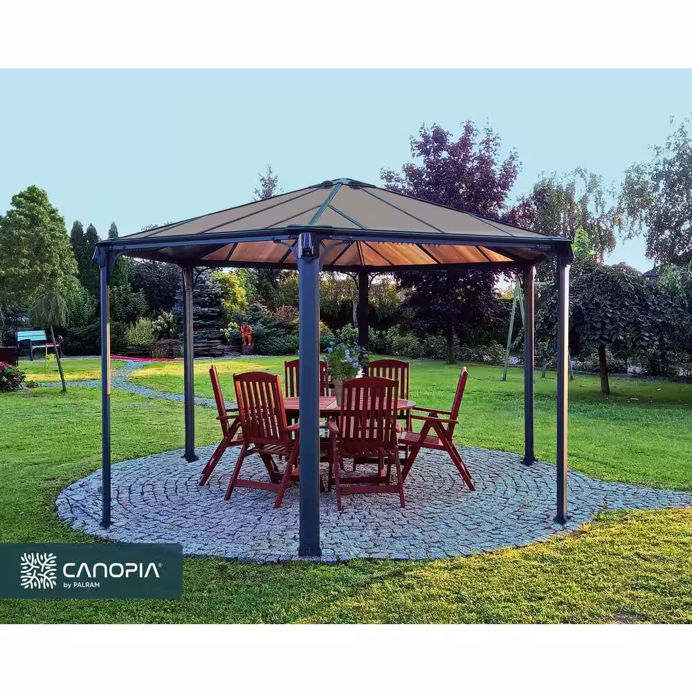 CANOPIA by PALRAM Monaco Hexagonal 13 ft. x 15 ft. Gray/Bronze Outdoor Gazebo