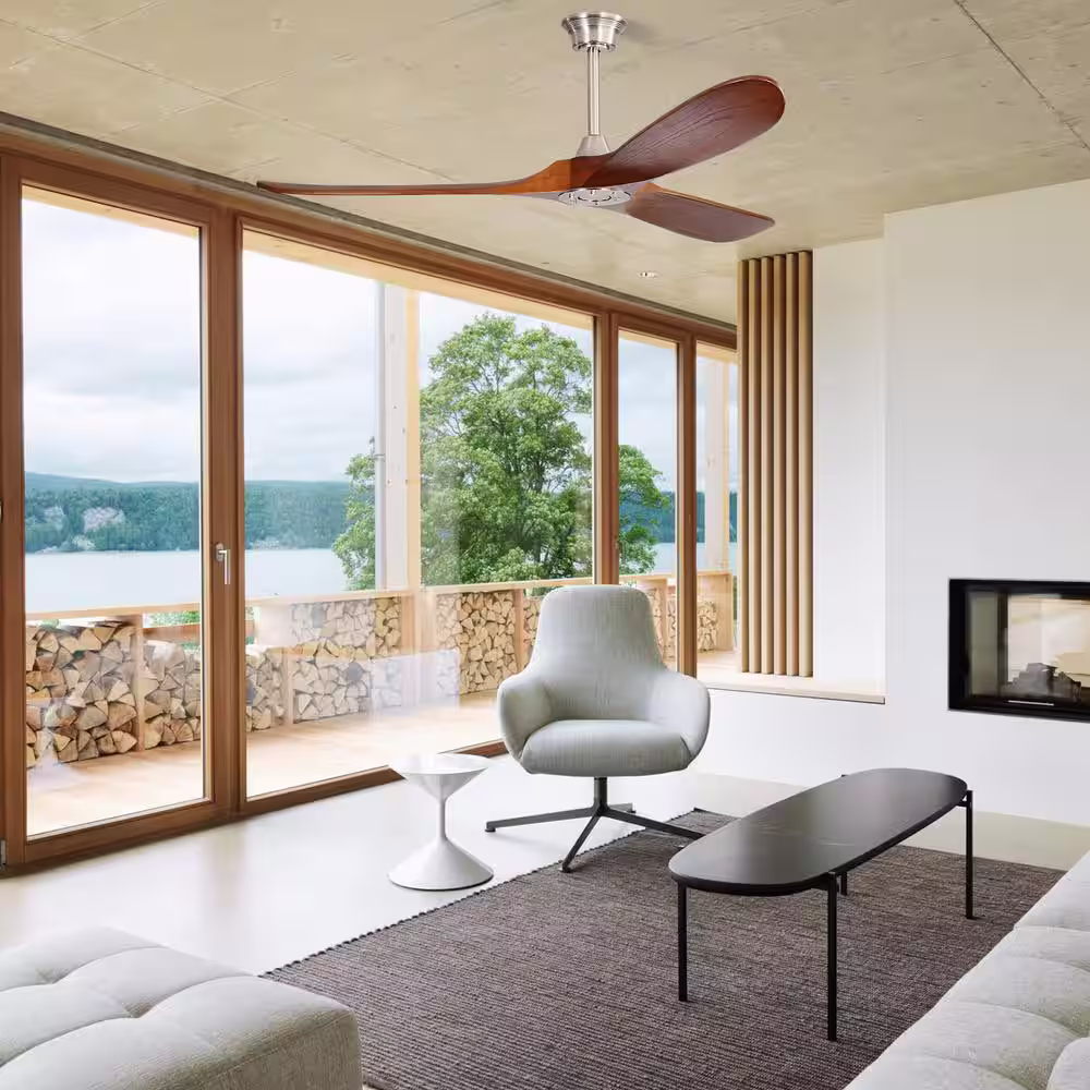 Sofucor 60 in. Indoor/Outdoor Wood Ceiling Fan with Remote Control and Reversible Motor