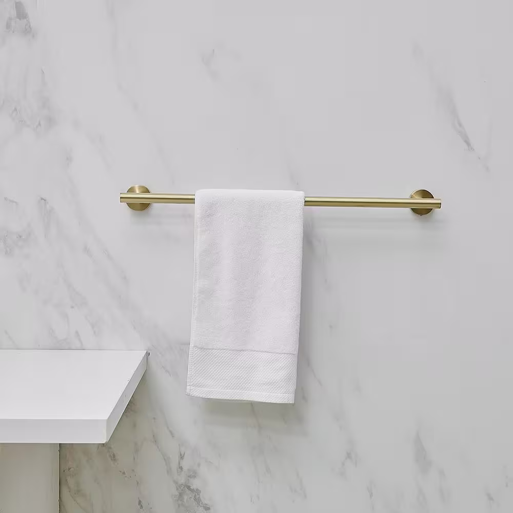 BWE 5-Piece Bath Hardware with Towel Bar Towel Hook Toilet Paper Holder and Towel Ring Set in Brushed Gold