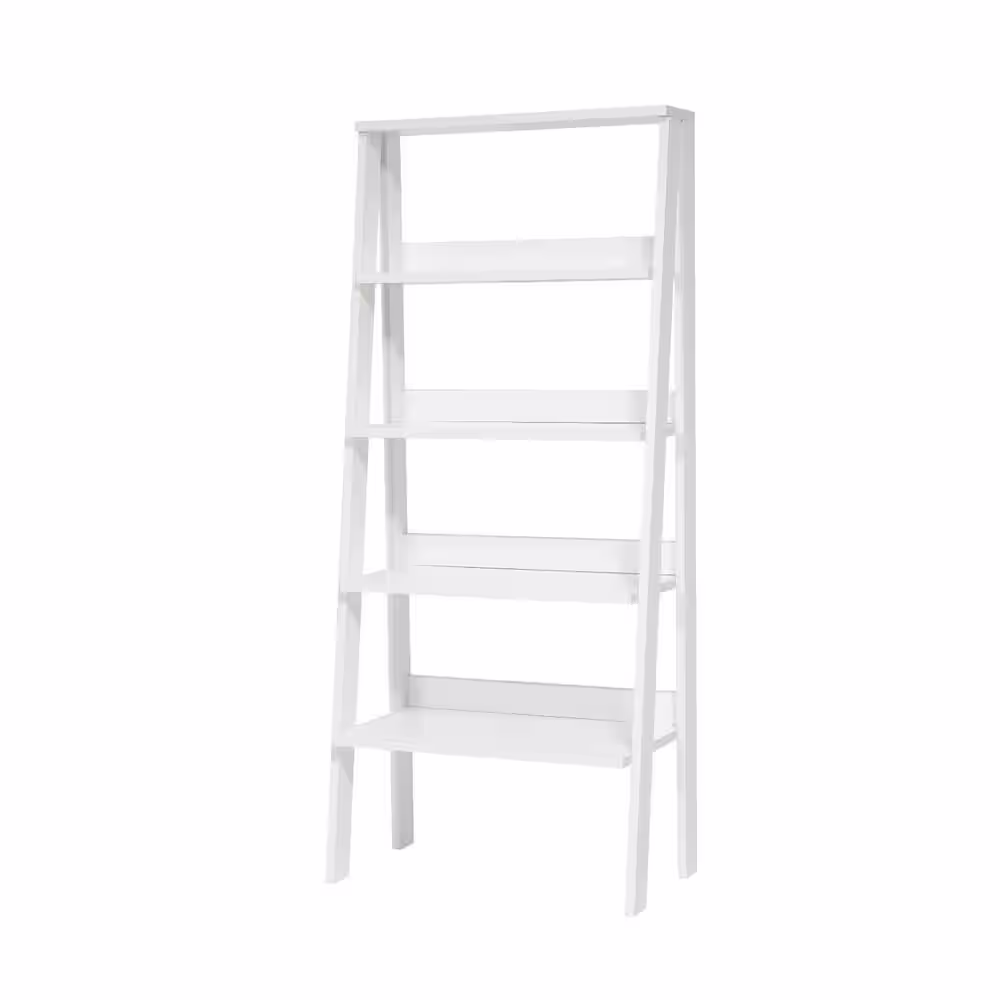 cadeninc 5-Tier Wood Frame Storage Shelving Rack in White