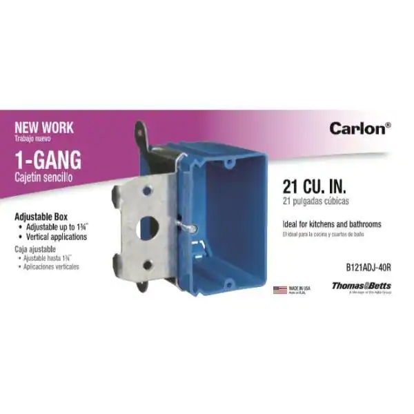 Carlon 1-Gang 21 cu. in. PVC New Work Electrical Switch and Outlet Box with Adjustable Bracket