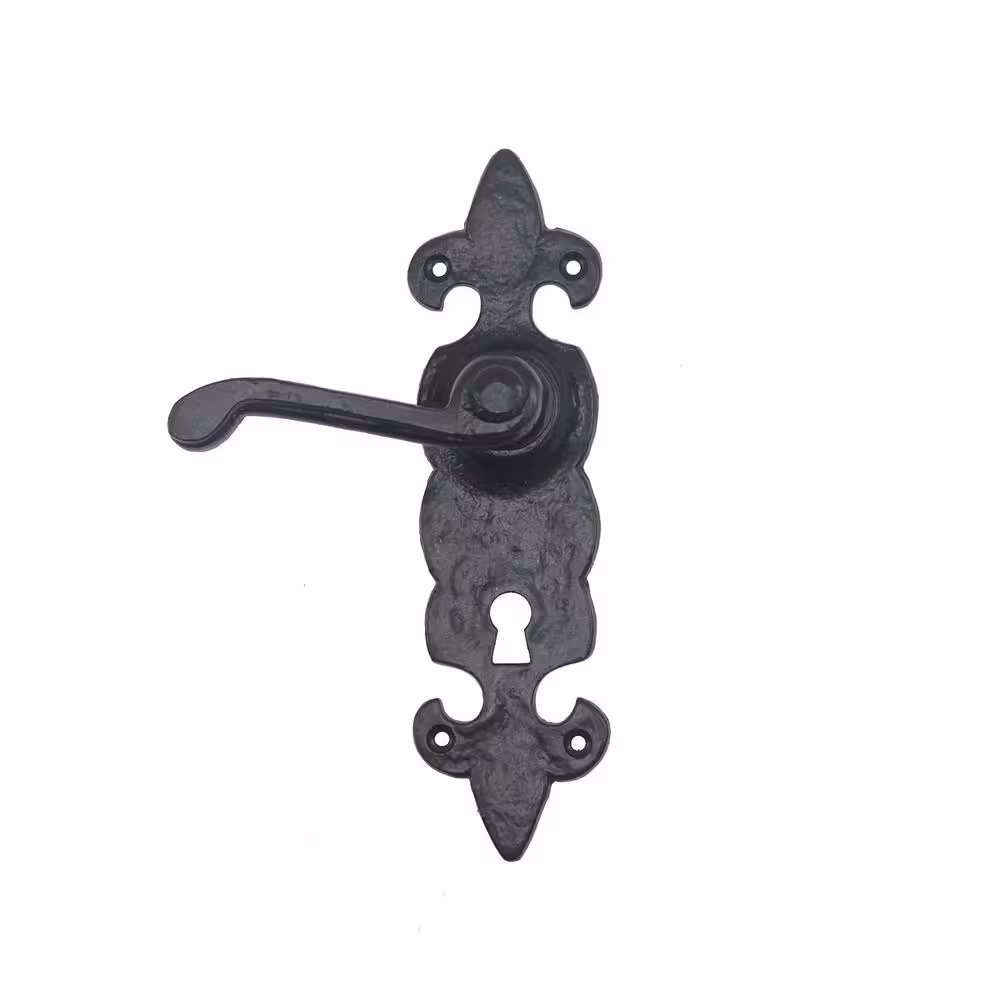 NUVO IRON Antique Colonial 7 in. Black Galvanized Steel Gate, Door, or Cabinet Handle