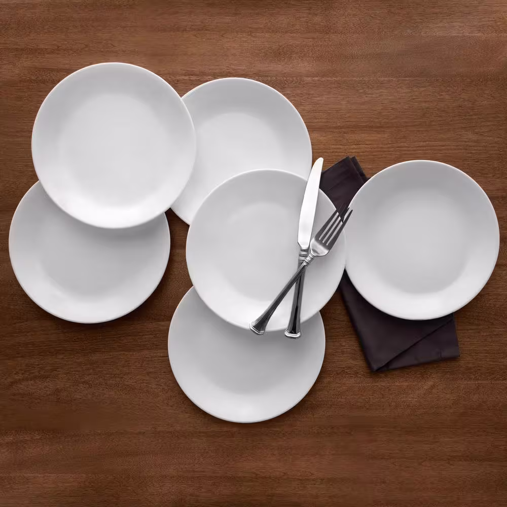 Corelle Classic 8.5 in. Winter Frost White Lunch Plates (Set of 6)