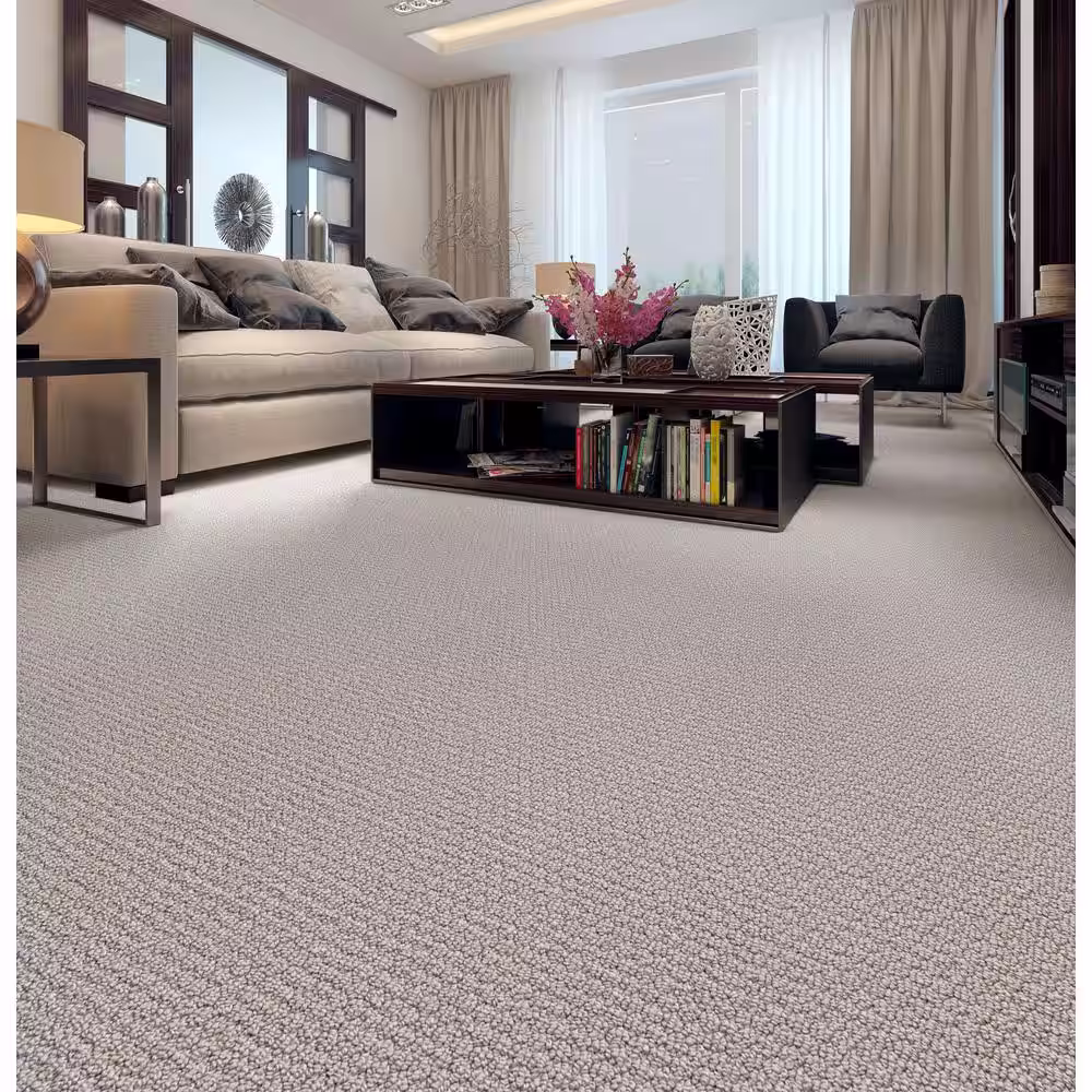 Home Decorators Collection Hickory Lane - Alabaster - Beige 32.7 oz. SD Polyester Loop Installed Carpet