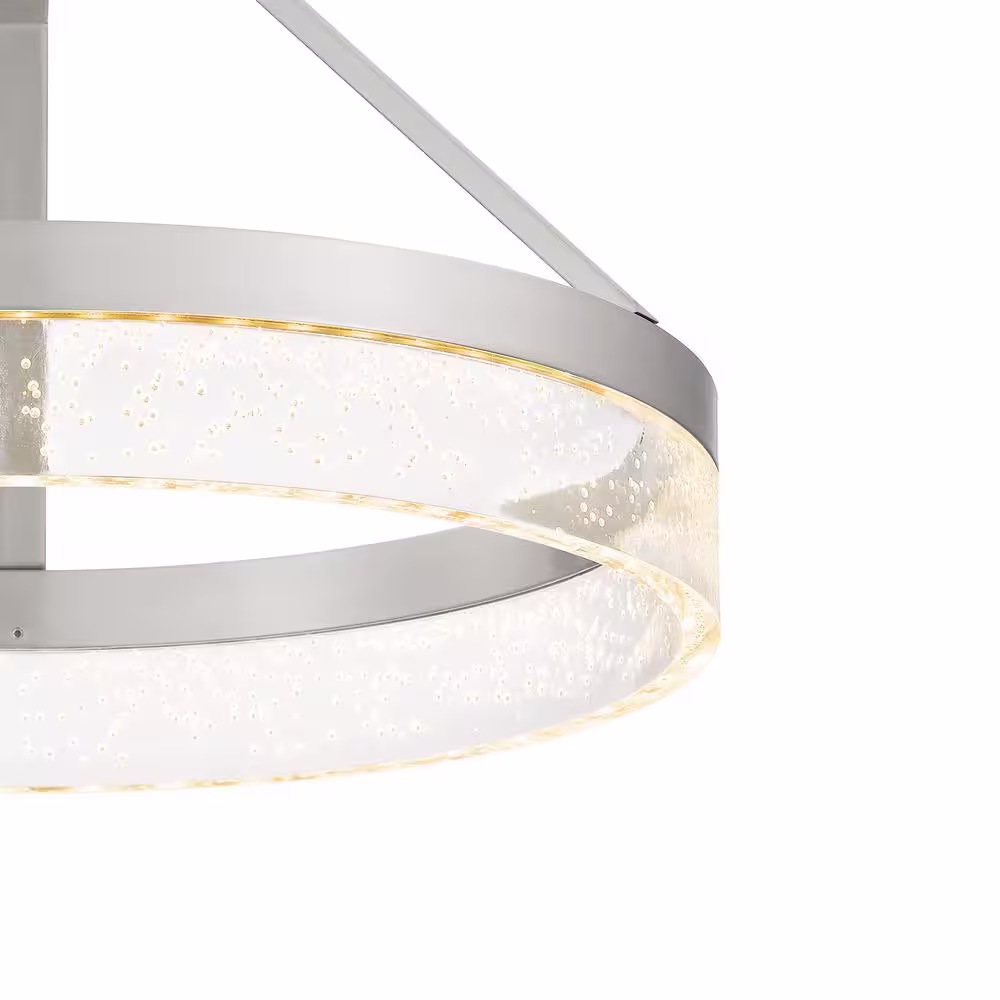 SMRTLite by NBG HOME 15.75 in. Brushed Nickel Integrated LED Semi-Flush Mount with Bubble Shade