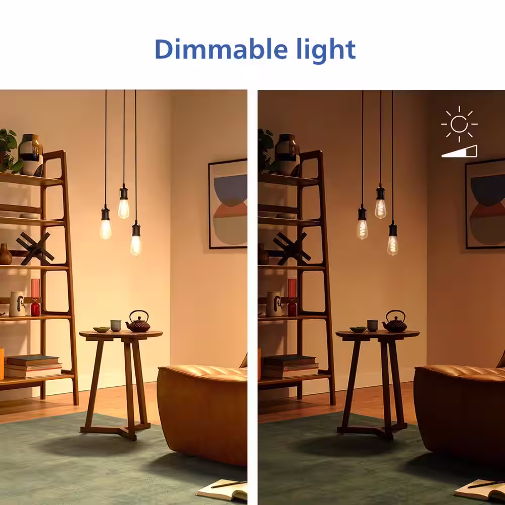 Philips Amber and Full Color ST19 25W Equivalent Dimmable Smart Wi-Fi WiZ Connected Vintage Edison LED Light Bulb 2100K (1-Pack)