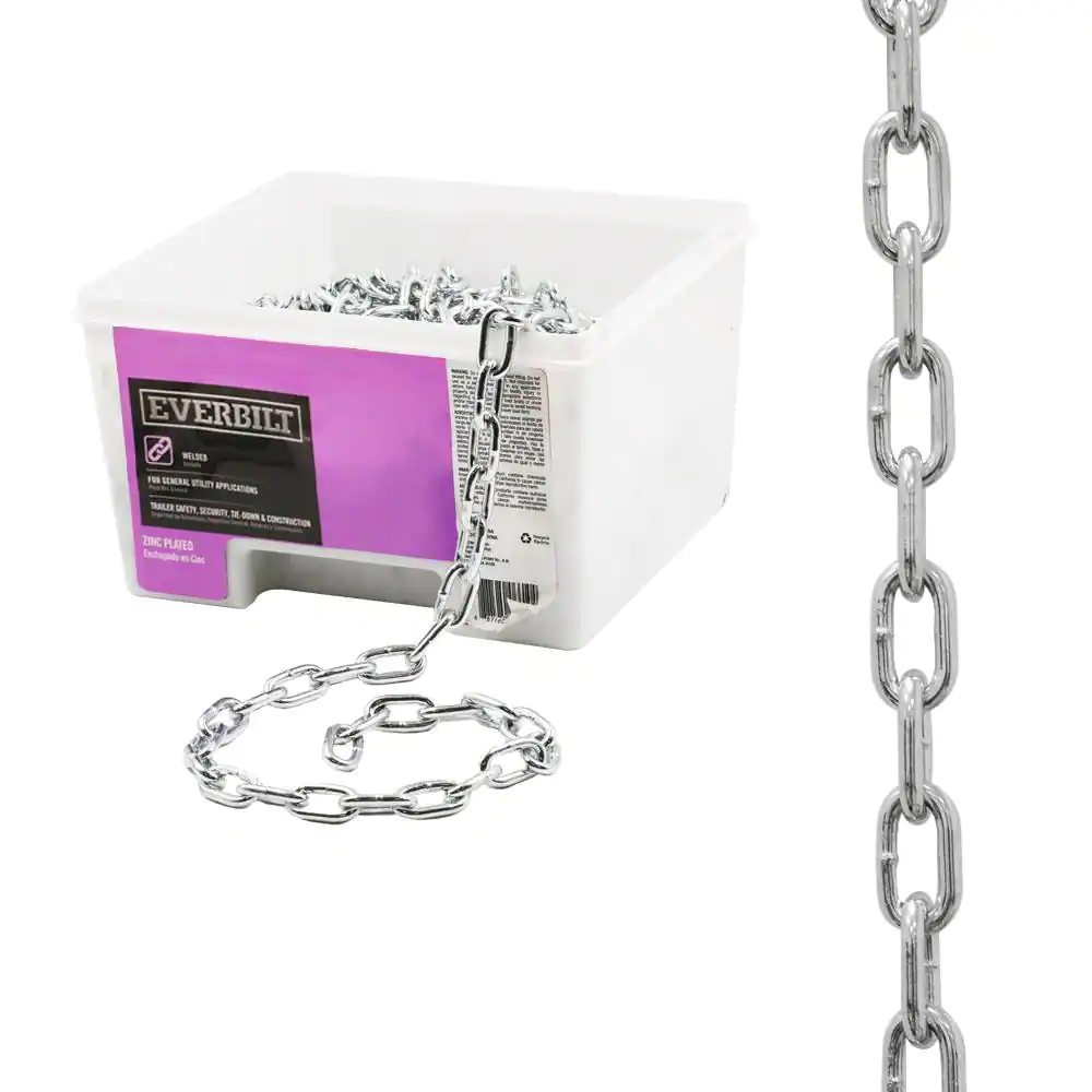 Everbilt 3/16 in. x 1 ft. Grade 30 Zinc Plated Steel Proof Coil Chain