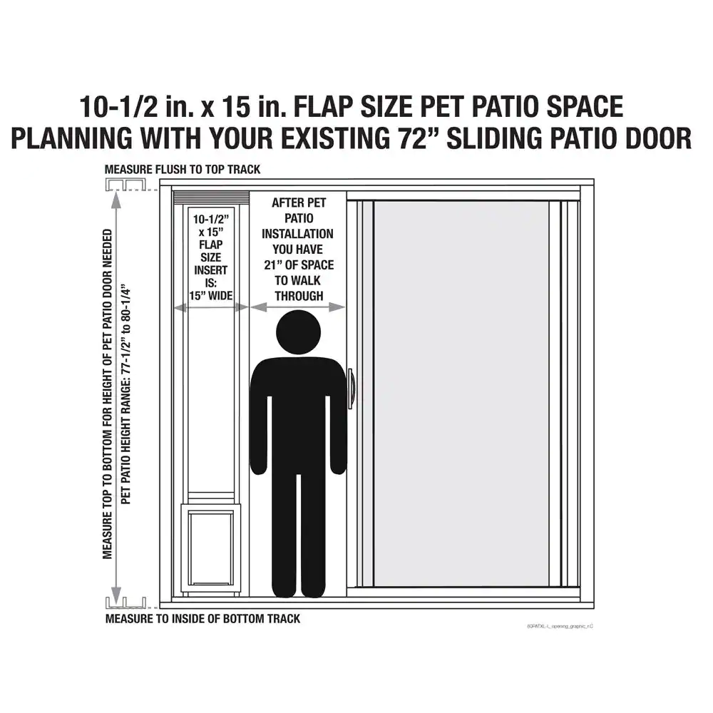 Ideal Pet Products 10.5 in. x 15 in. Large White Pet and Dog Patio Door Insert for 77.6 in. to 80.4 in. Aluminum Sliding Glass Door