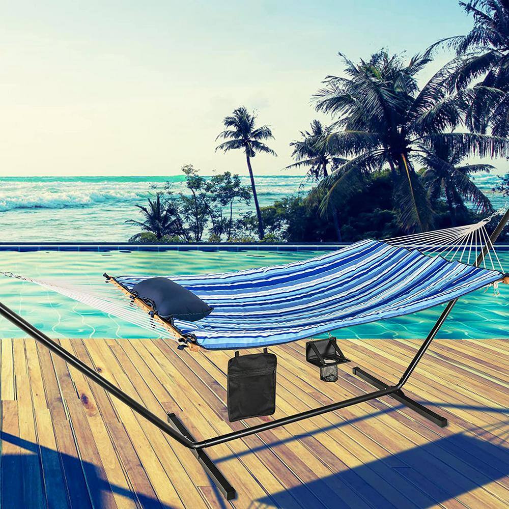 None 12 ft. Fabric Hammock with Stand in Catalina Beach