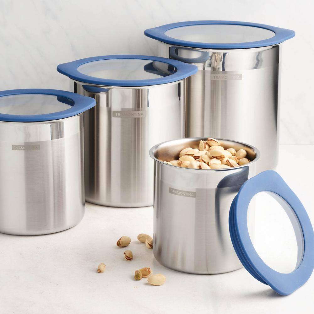 Tramontina 4 Pc Stainless Steel Canister Set - Blue