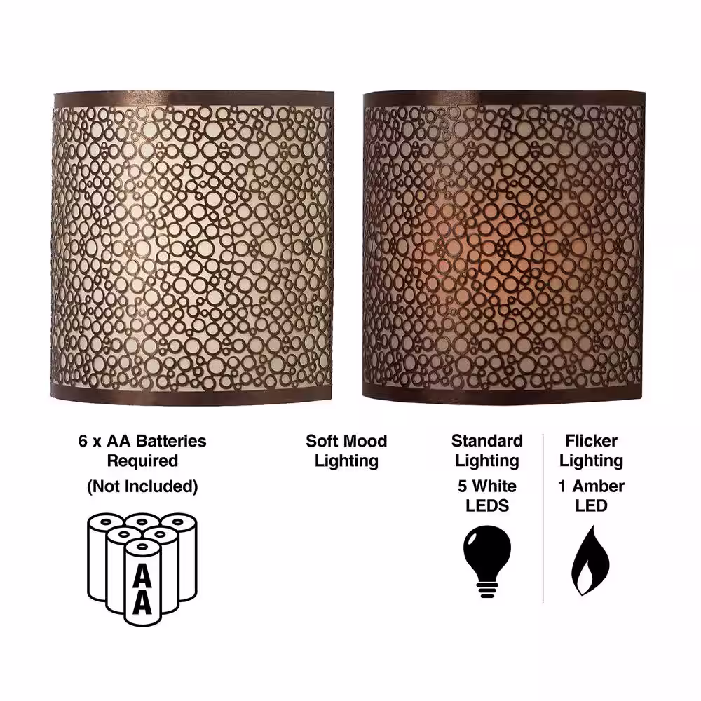 It's Exciting Lighting Olita Barrel Indoor Battery Operated Integrated LED Wall Sconce with Candle Flicker Mode and Beige Shade