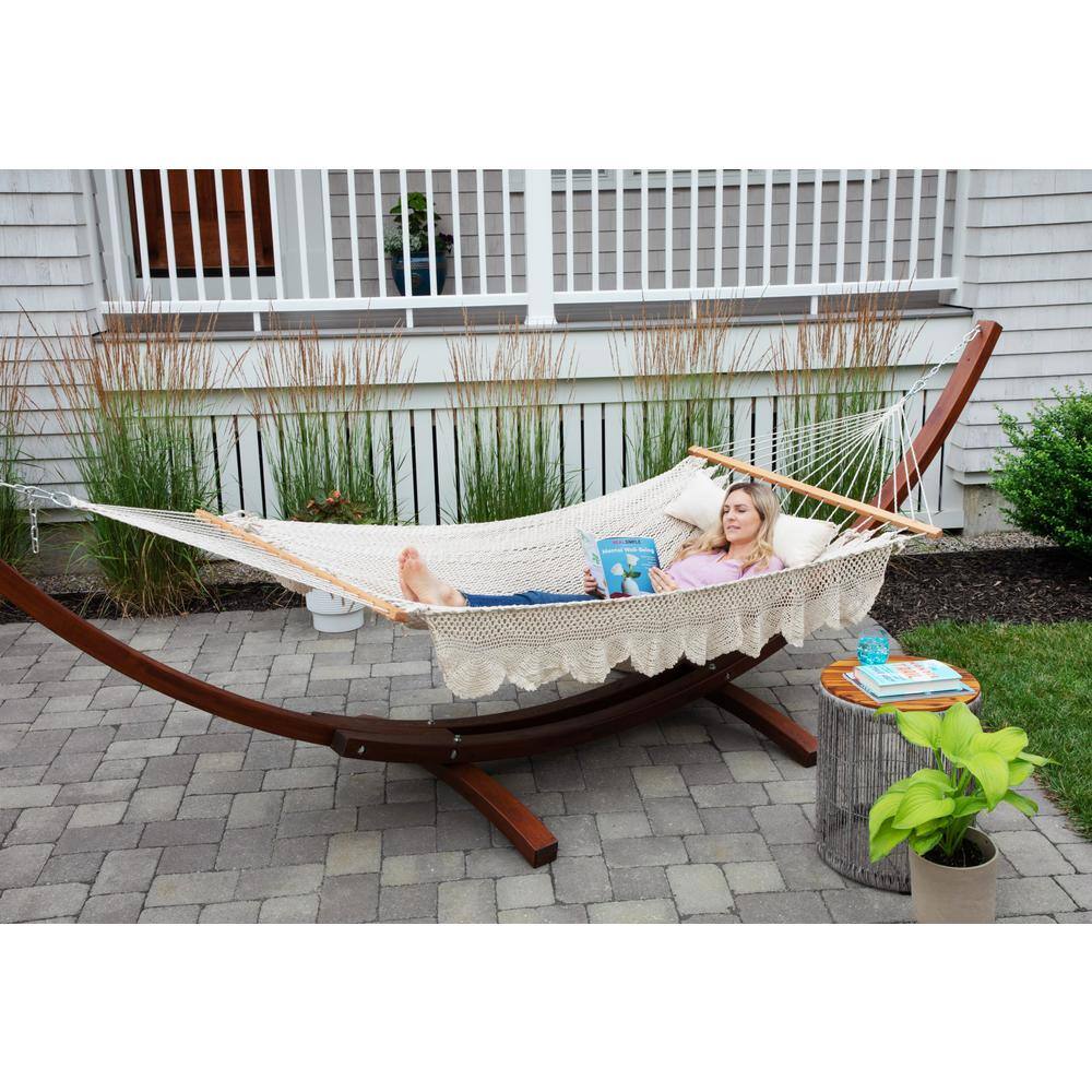 Sol Living Bahia 6.58 ft. Portable Single Crochet Hammock Bed in Natural
