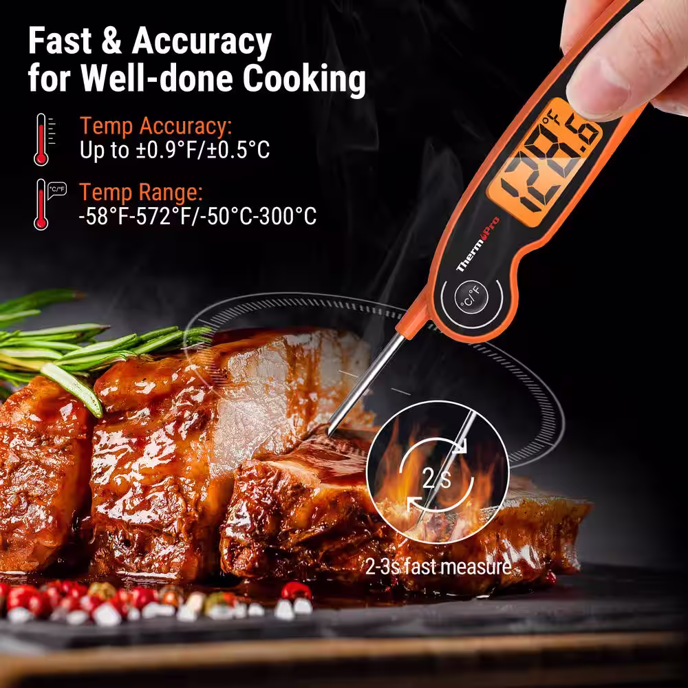 ThermoPro TP605W Waterproof Digital Instant Read Meat Thermometer Food Candy Cooking Kitchen Thermometer with Magnet and Backlight