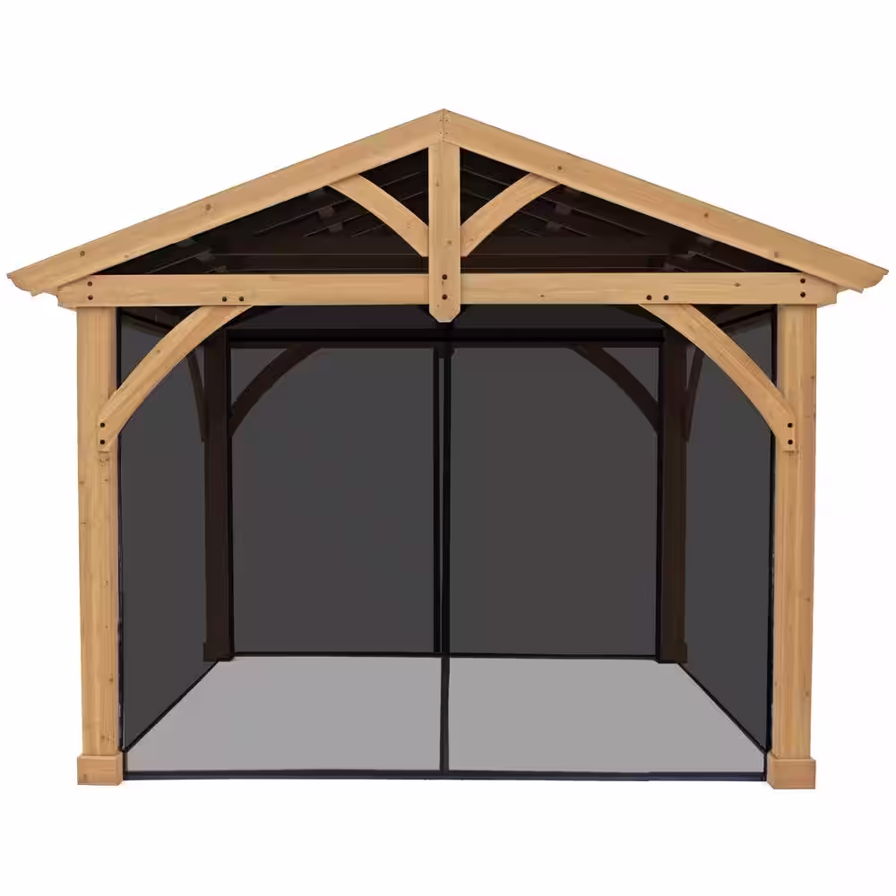 Yardistry Mosquito Mesh Kit to fit Carolina 11 ft. x 13 ft. Pavilion with UV resistant Phifer Material and Easy Glide Tracks