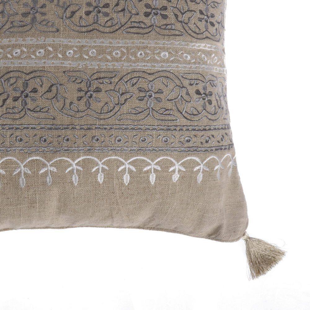 None Trevino Beige Global Embroidered 20 in. x 20 in. Throw Pillow