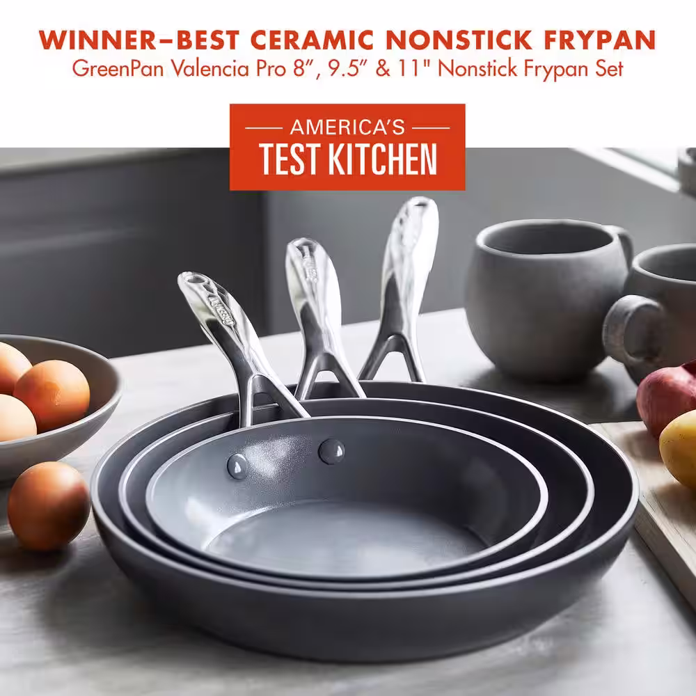 GreenPan Valencia Pro 3-Piece Aluminum Frying Pan Skillet Set