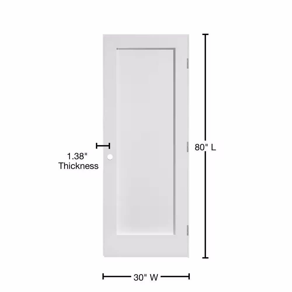 Masonite MDF Series Smooth 1-Panel Solid Core Primed Composite Single Prehung Interior Door