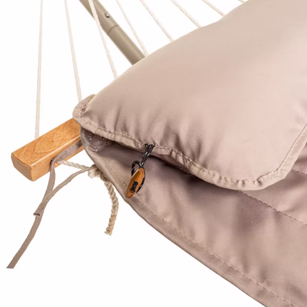 Castaway 11.5 ft. Rope 1-Person Hammock with Stand Combo and Pad with Detachable Pillow, Beige