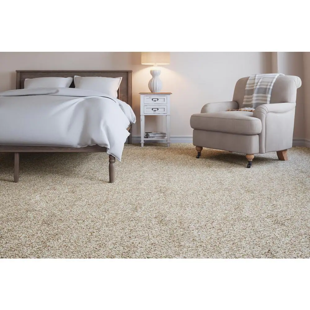 Home Decorators Collection Trendy Threads I - Marvell - Beige 40 oz. SD Polyester Texture Installed Carpet