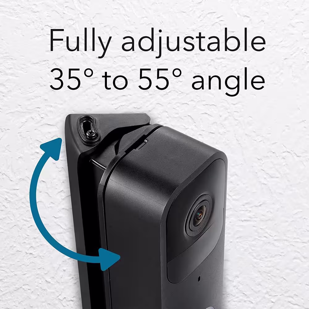 Wasserstein Horizontal Adjustable Angle Mount and Wall Plate for Blink Video Doorbell (Black) - 35Â° to 55Â° Adjustment