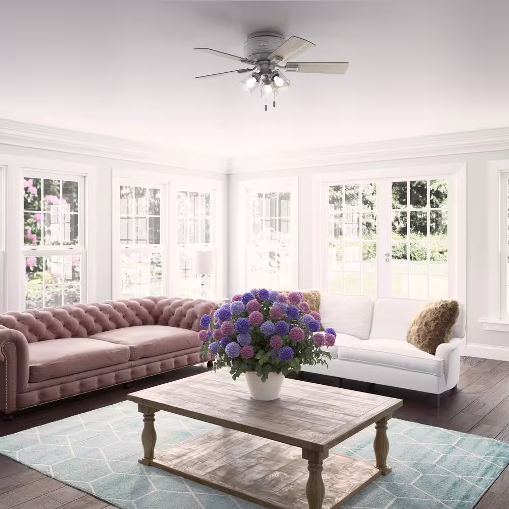 Hunter Crestfield 42 in. Indoor Matte Silver Low Profile Ceiling Fan with Light Kit