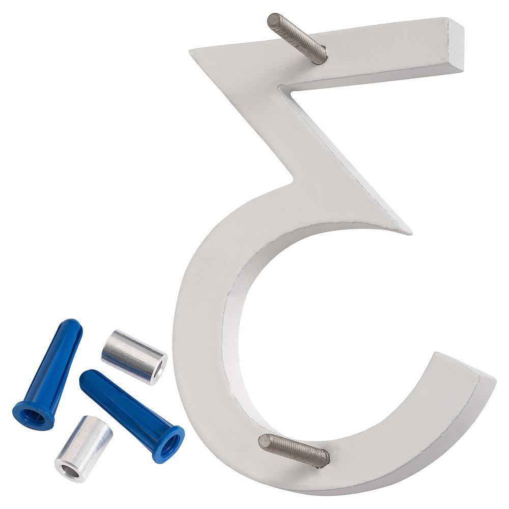 Montague Metal Products 4 in. White Aluminum Floating or Flat Modern House Number 3