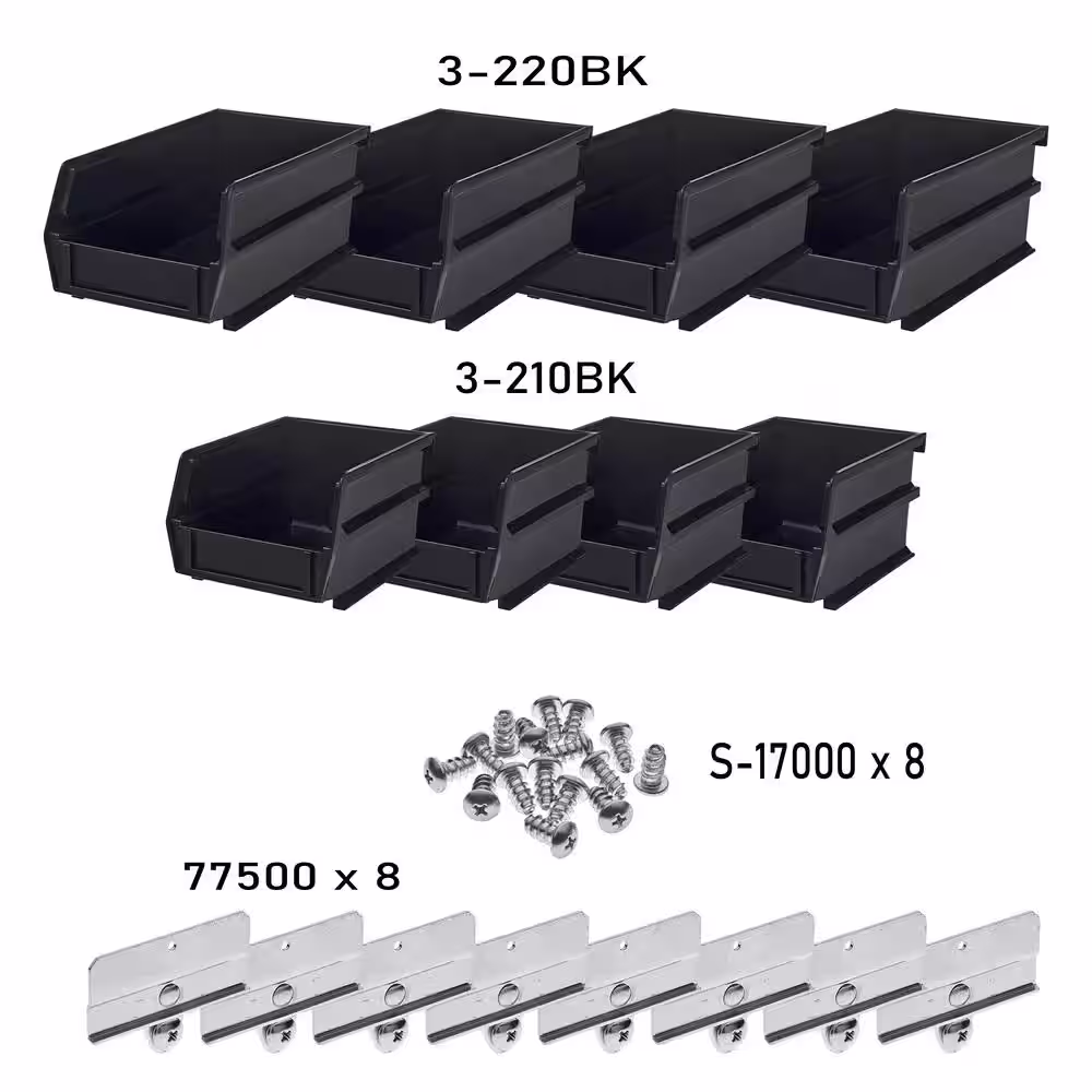 Triton Products 4-1/8 in. Tool Storage Bin BinKit Black (8-Piece)