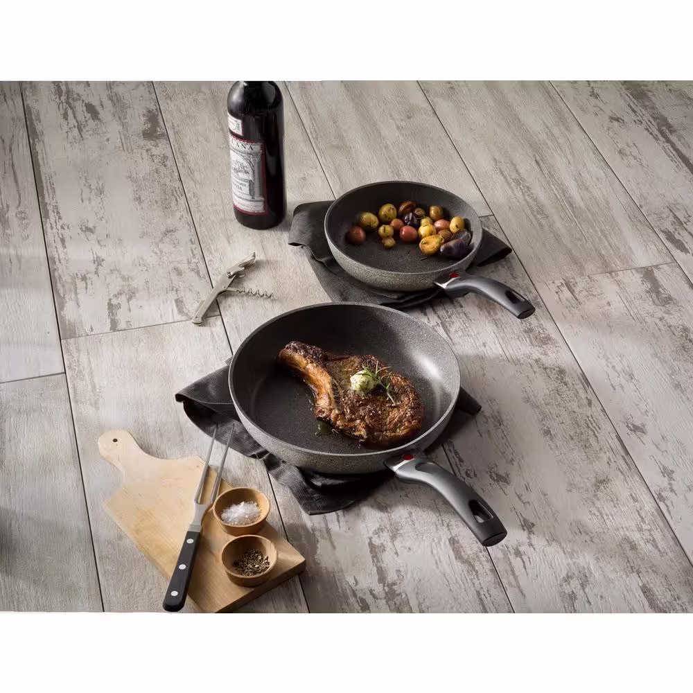 Ballarini Parma 2-Piece Aluminum Ceramic Nonstick Frying Pan Set in Gray