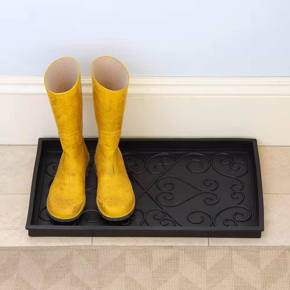 ACHLA DESIGNS Black 24 in. Wide Multi Purpose Rubber Area Boot Small Tray