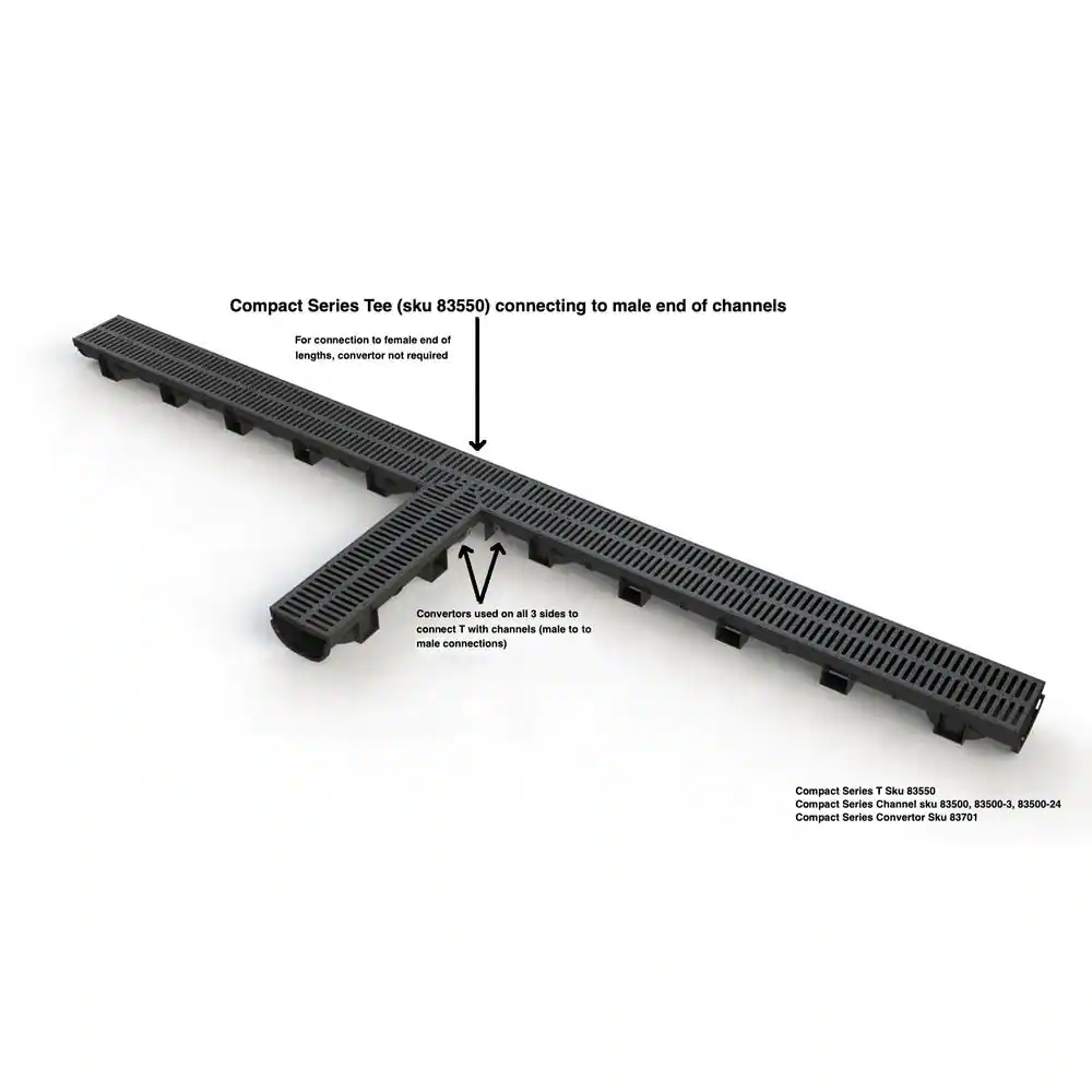 U.S. TRENCH DRAIN Compact Series Black Slim Drainage Pit and Catch Basin for 3.2 in. Modular Trench and Channel Drain Systems