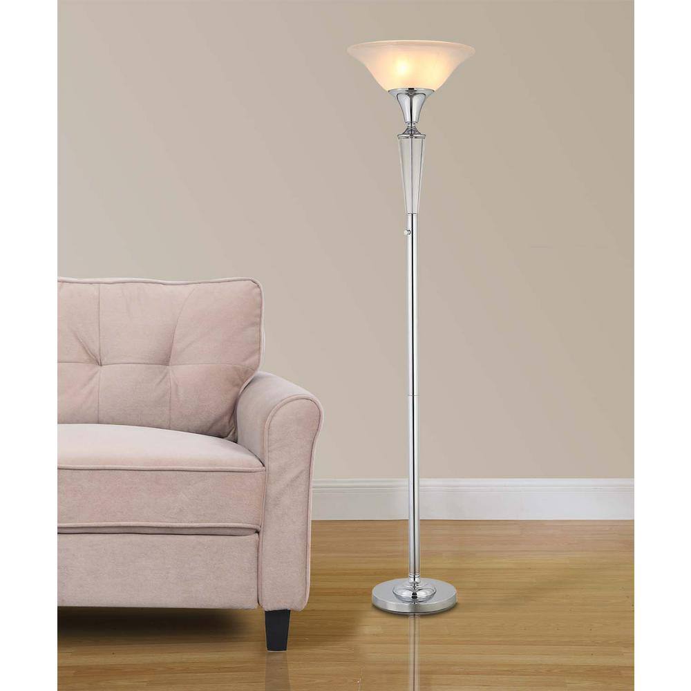 ARTIVA Crystal Suite Collection 70 in. 3-Light Modern Chrome LED Crystal Torchiere Floor Lamp with Dimmer