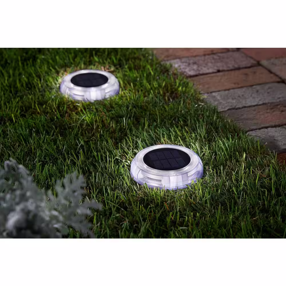 Hampton Bay Solar Black LED Disc Path Light (4-Pack)