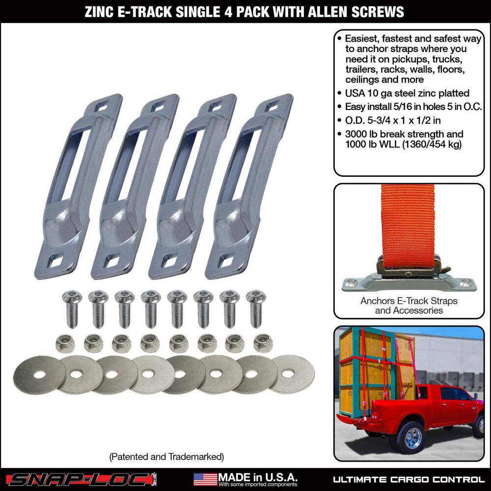 SNAP-LOC E-Track Single Strap Anchor Zinc with Allen Screws (4-Pack)