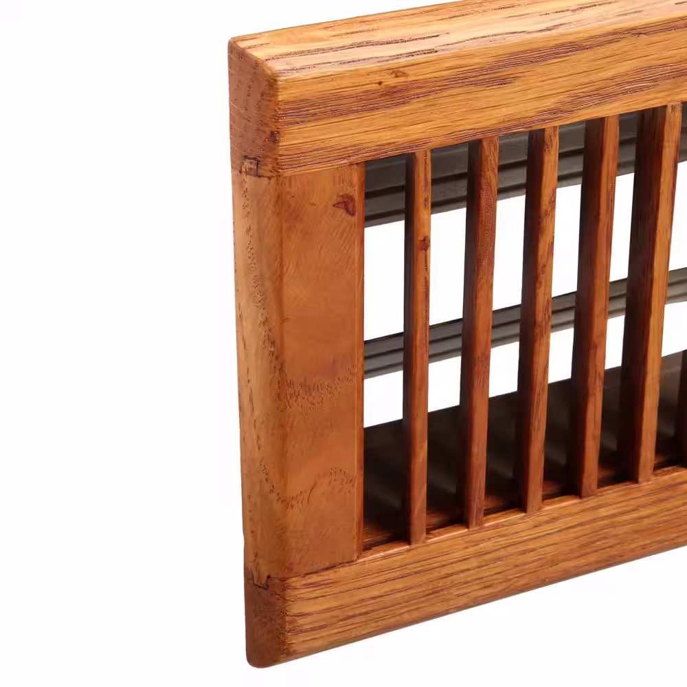 Hampton Bay Oak Wood 4 in. x 10 in. 2-Way Wooden Floor Register in Medium Finished