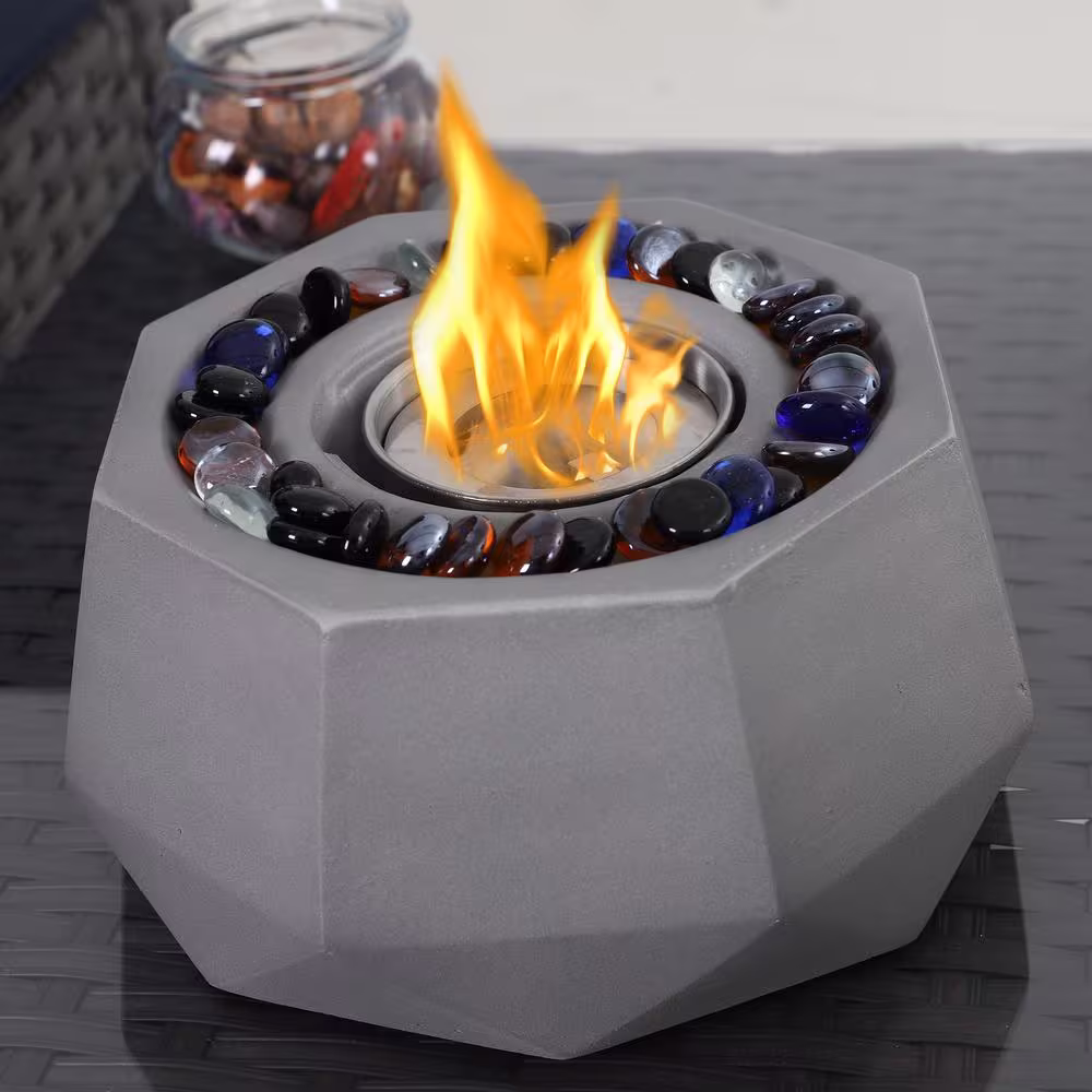 None 9 in. W x 4.5 in. H Round Ethanol TerraFab Grey Tabletop Fire Pit