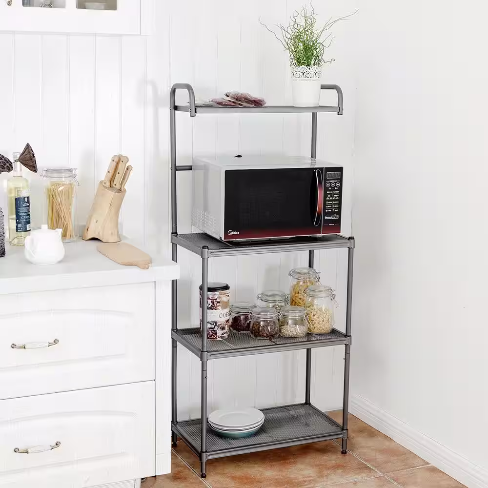 Costway Silver Heavy Duty 4-Tier Iron Freestanding Shelving Unit 13.5