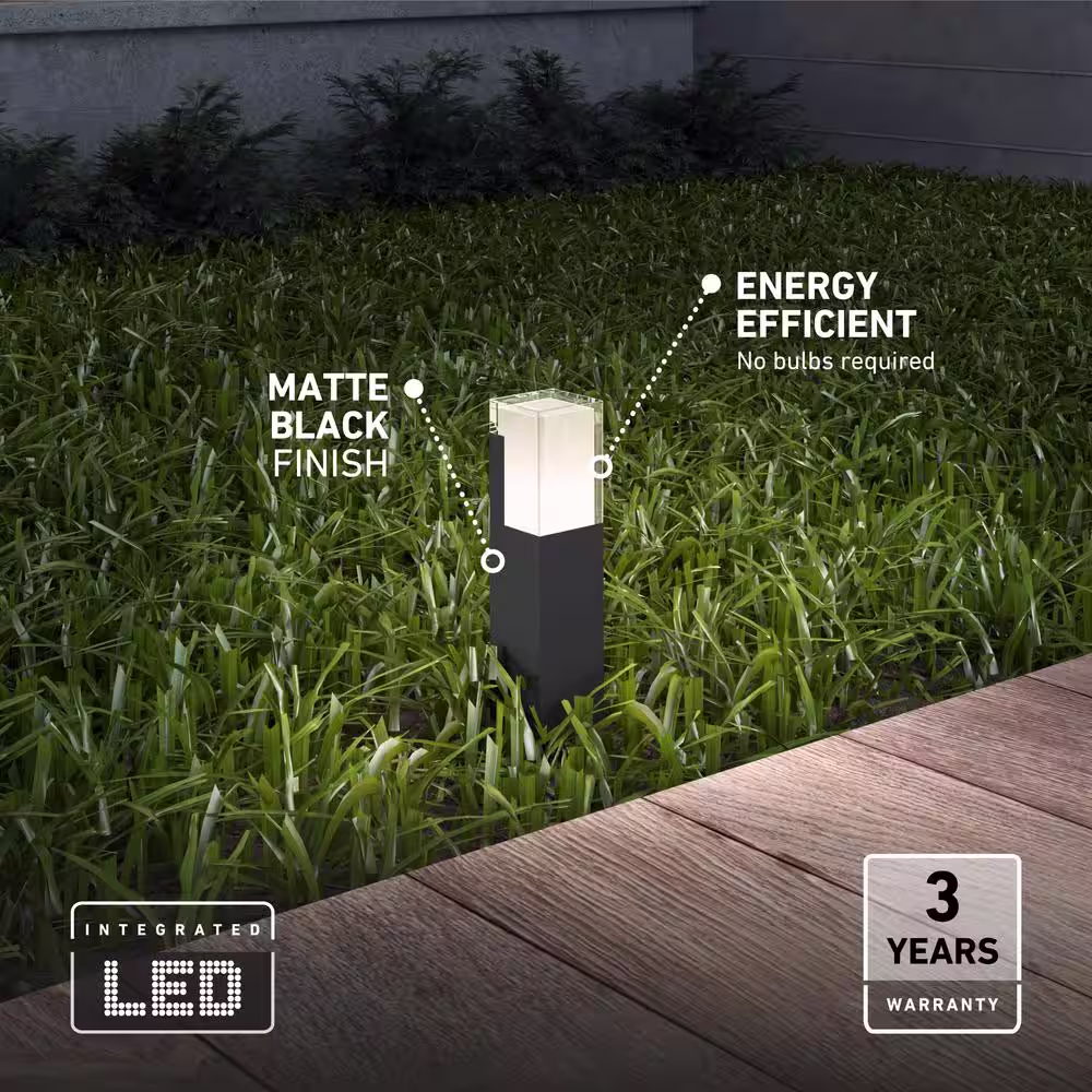Artika Gemini Low-Voltage Black 190 Lumens Hardwired Integrated LED Modern Outdoor Garden and Pathway Bollard Light