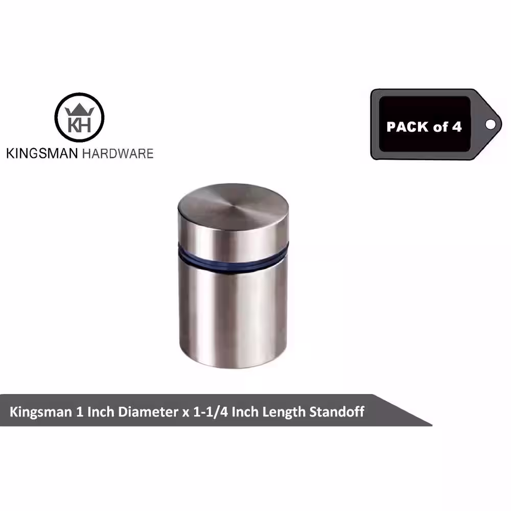 None 1 in. Dia x 1-1/4 in. L Stainless Steel Standoffs for Signs (4-Pack)