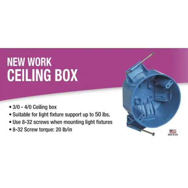 Carlon 1-Gang 20 cu. in. New Work Electrical Ceiling Box with Captive Nails (Case of 75)