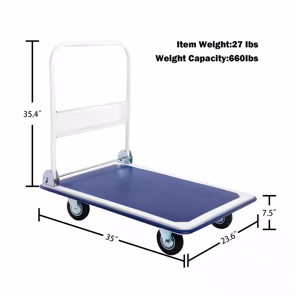 Siavonce Folding Platform Cart Heavy Duty Hand Truck Moving Push Flatbed Dolly Cart for Warehouse & Home, 660 lbs Weight Capacity