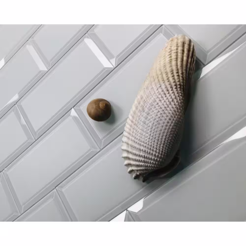 ABOLOS Frosted Elegance Beveled Subway 3 in. x 6 in. Matte Mint Green Glass Backsplash Wall Tile (14 Sq. Ft./Case)