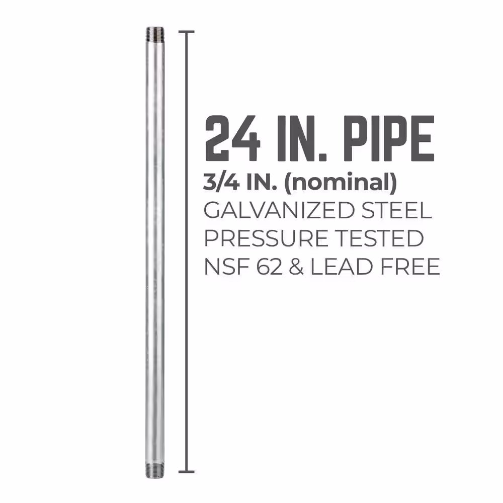 PIPE DECOR 3/4 in. x 2 ft. Galvanized Steel Pipe (4-Pack)