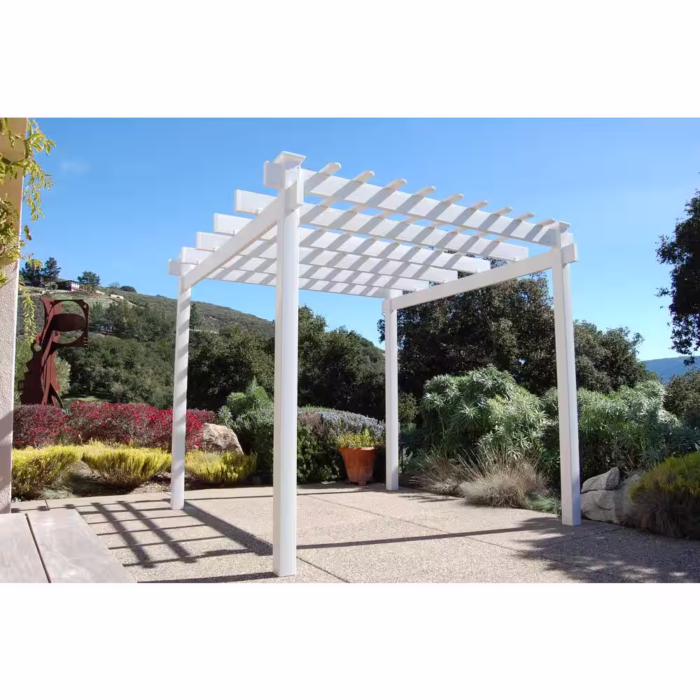 Dura-Trel Princeworth 7 ft. 5 in. x 7 ft. 5 in. White Vinyl Pergola