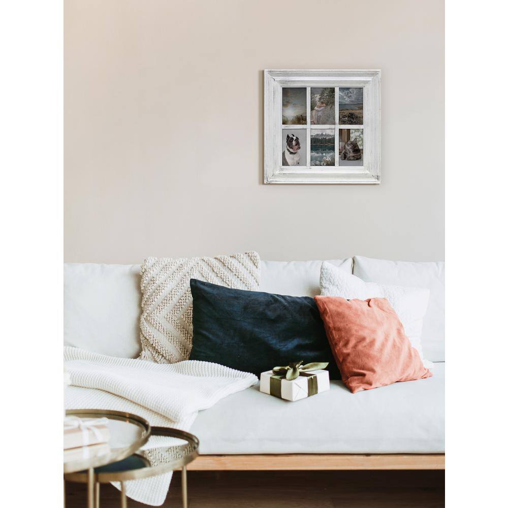 KG Collage Frame - Distressed White, Holds Six 4