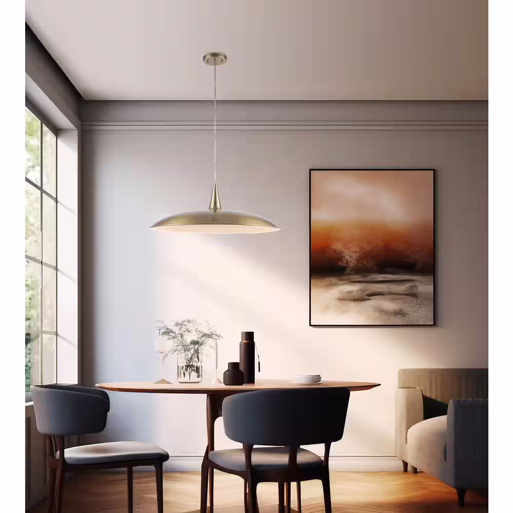Monteaux Lighting 3-Light Brass Pendant Light Fixture with Metal Dome Shade