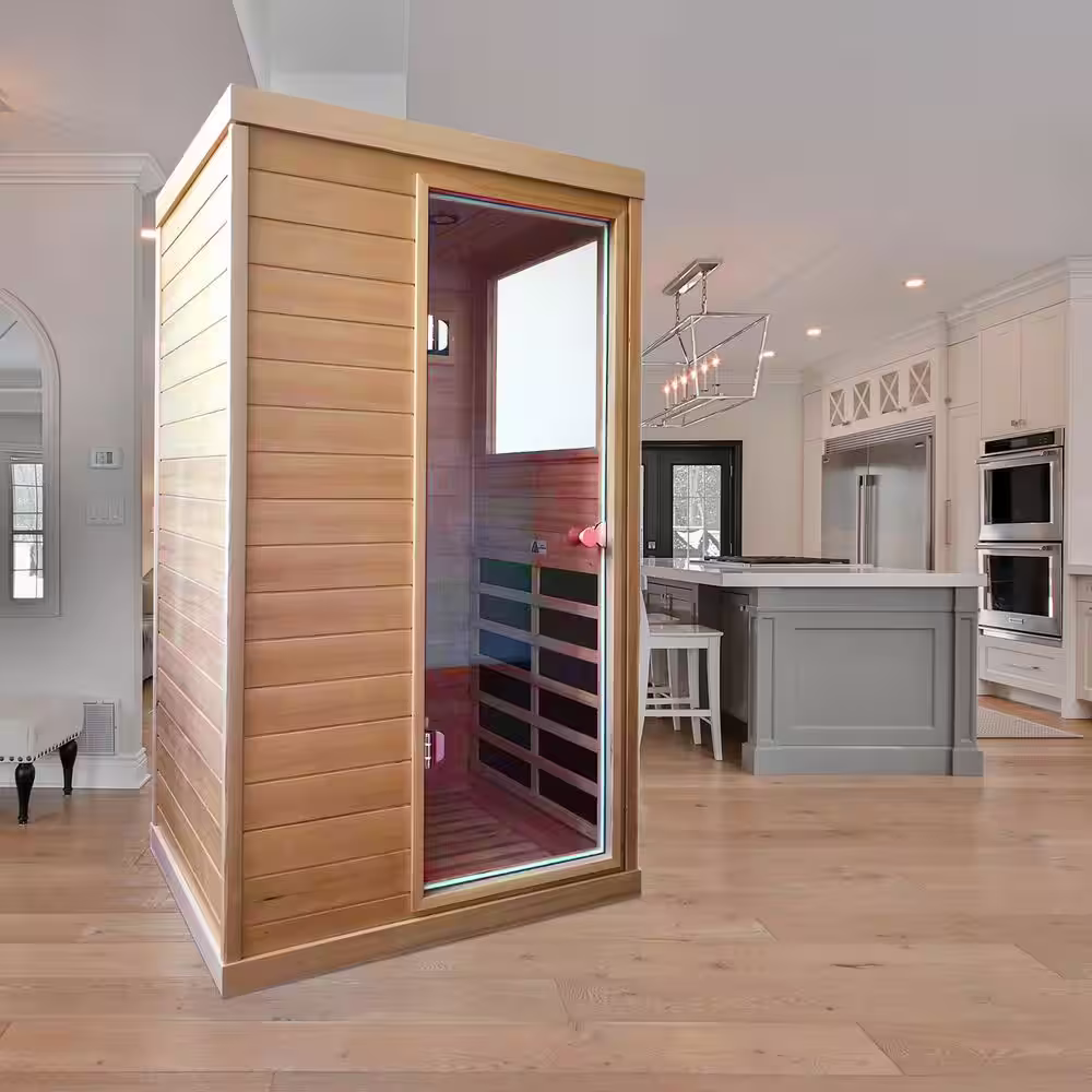 None 1-Person Hemlock Infrared Sauna with 6 Carbon Heaters Hemlock Right Side Door Sauna Room