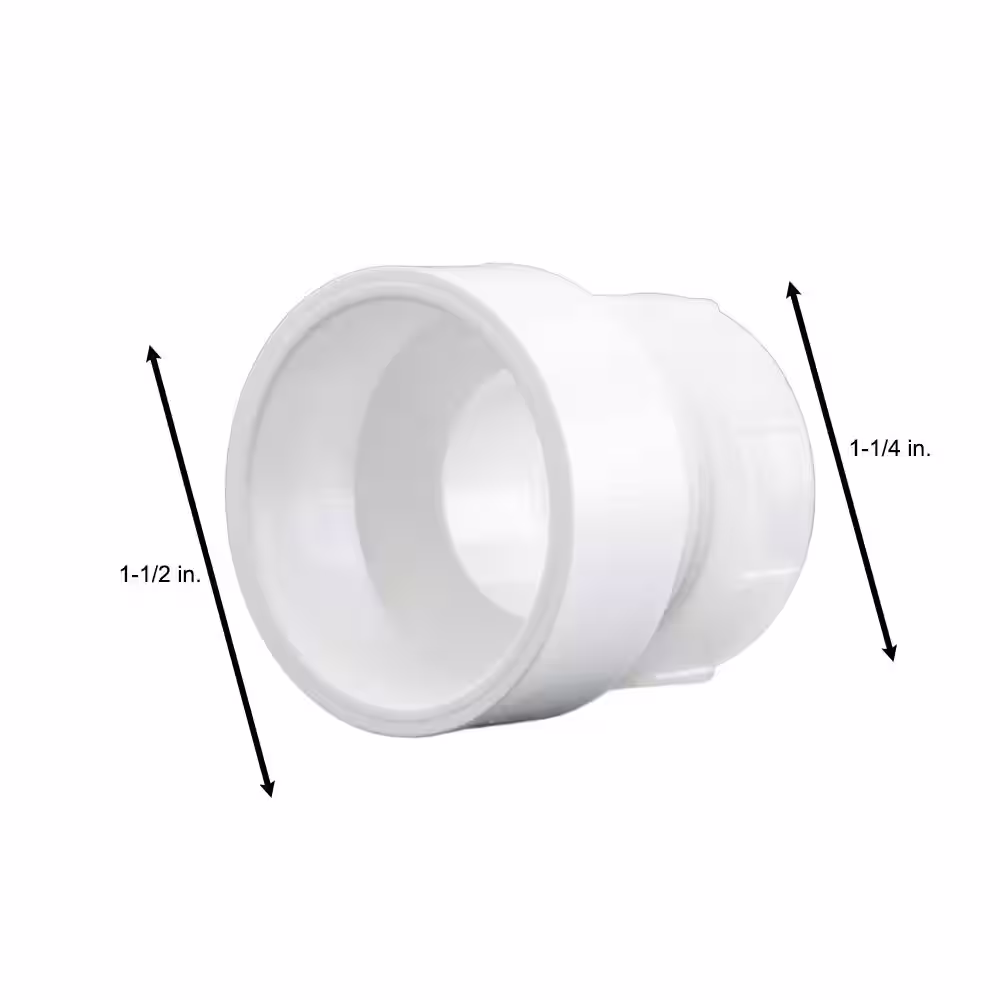 Charlotte Pipe 1-1/2 in. x 1-1/4 in. PVC DWV Female Trap Adapter with Washer/P-Nut