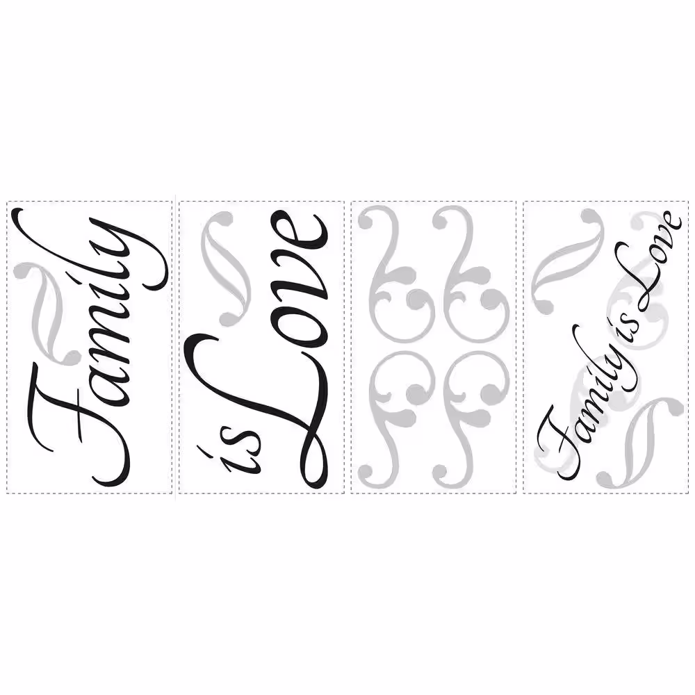 RoomMates 10 in. x 18 in. Family is Love 12-Piece Peel and Stick Wall Decals