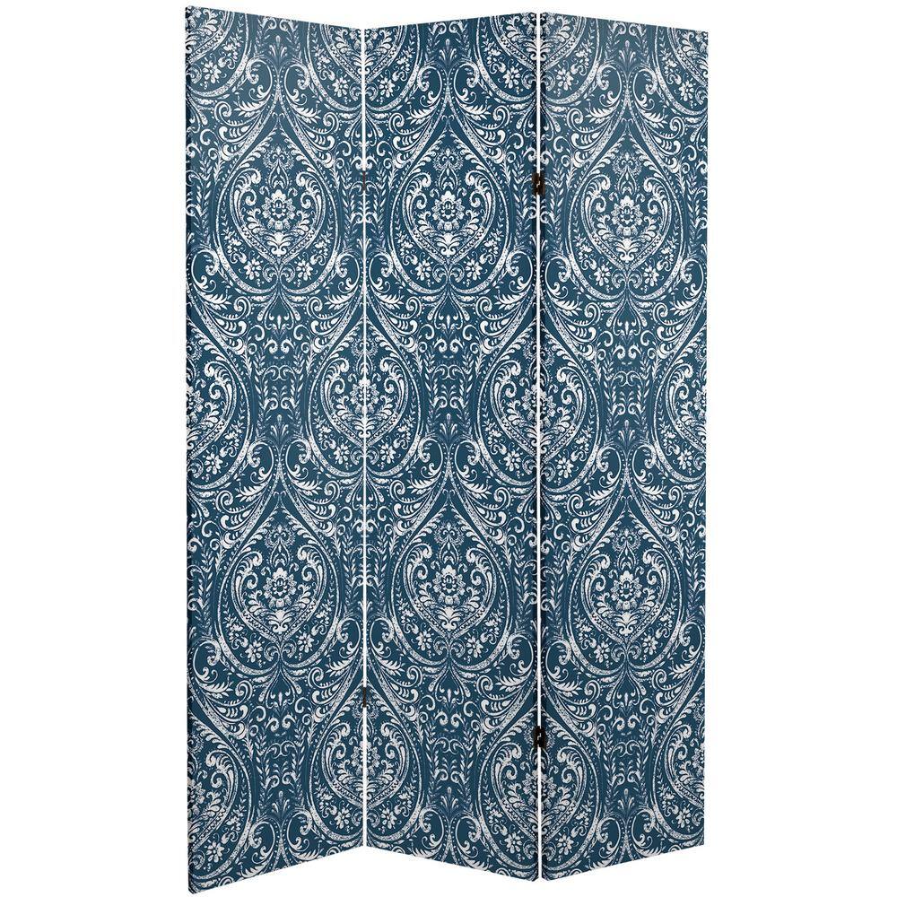 Oriental Furniture 6 ft. Ocean Damask Printed 3-Panel Room Divider