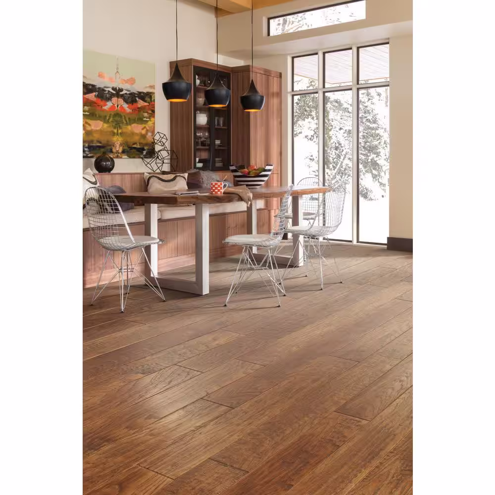 Shaw Canyon Hickory Taos Hickory 3/8 in. T x 6.4 in. W Distressed Engineered Hardwood Flooring (30.48 sqft/case)